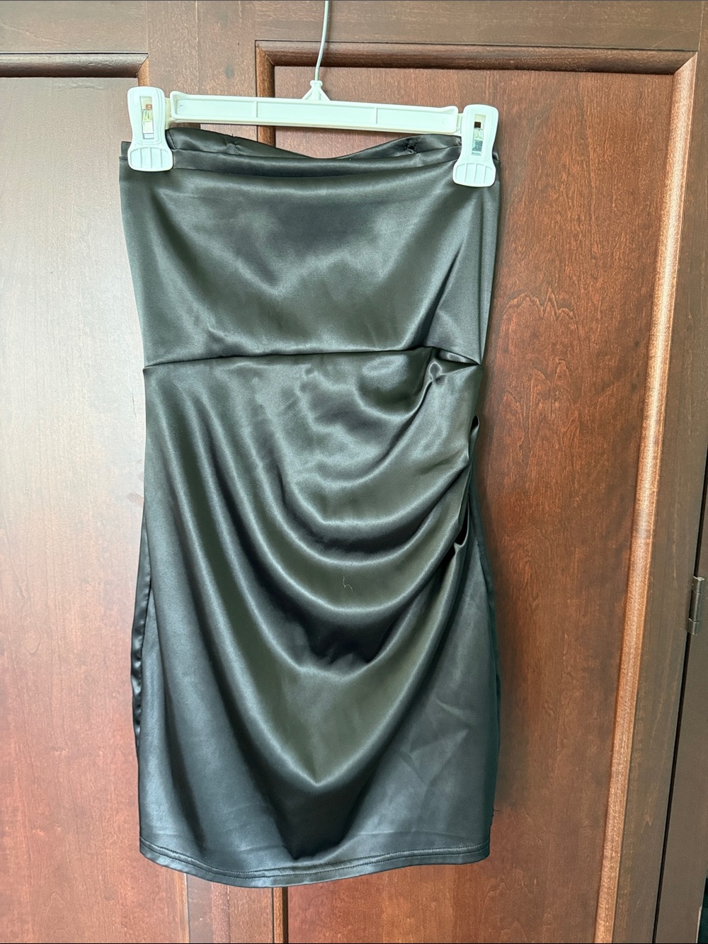 Windsor Black Strapless Satin-Feel Bodycon Dress